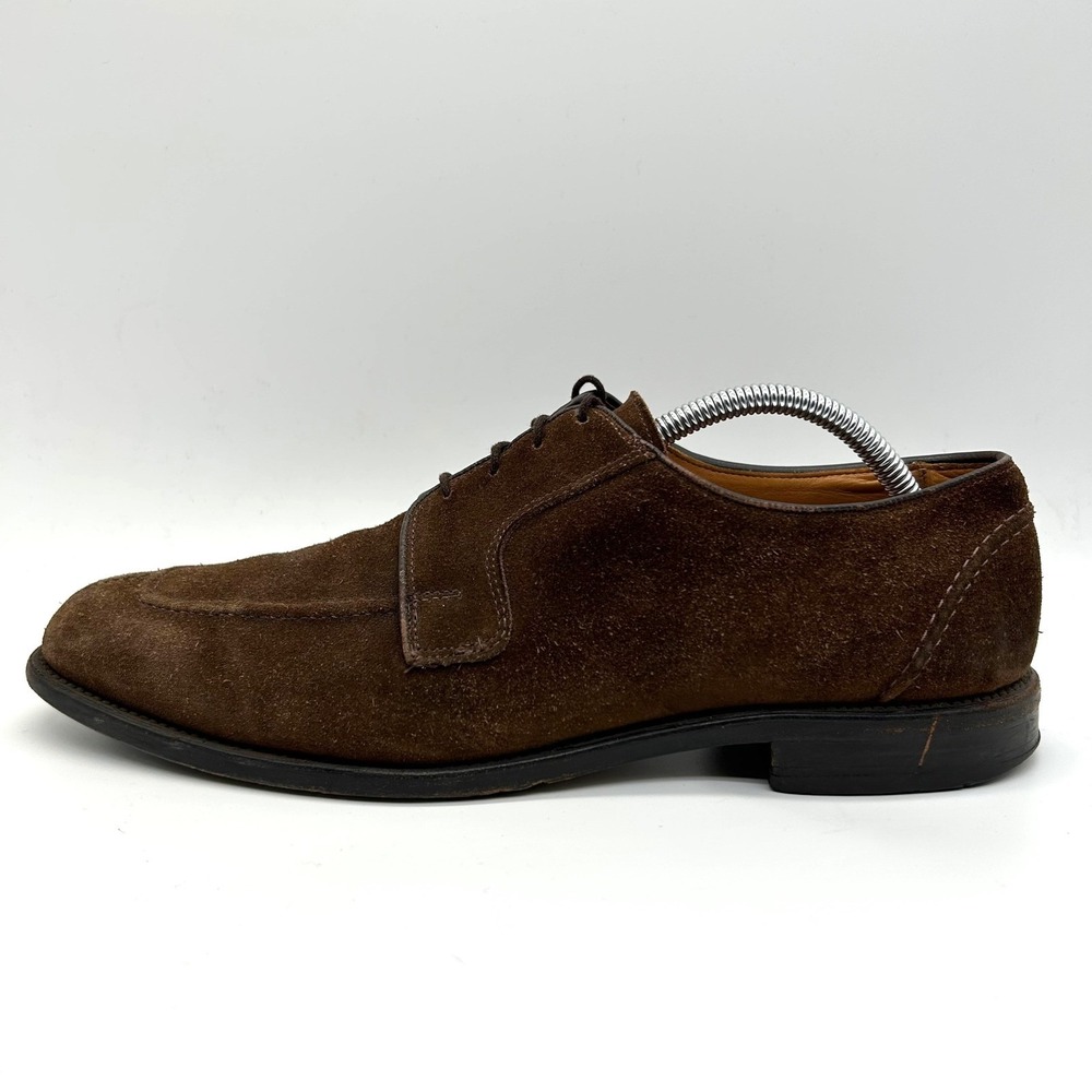 Allen Edmonds Hancock Dress Shoes Mens 10.5 B Brown Suede Split Toe Derby USA‎